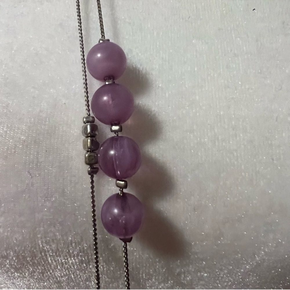 New York & Company Double Strand Layered Purple Beaded Necklace View 5